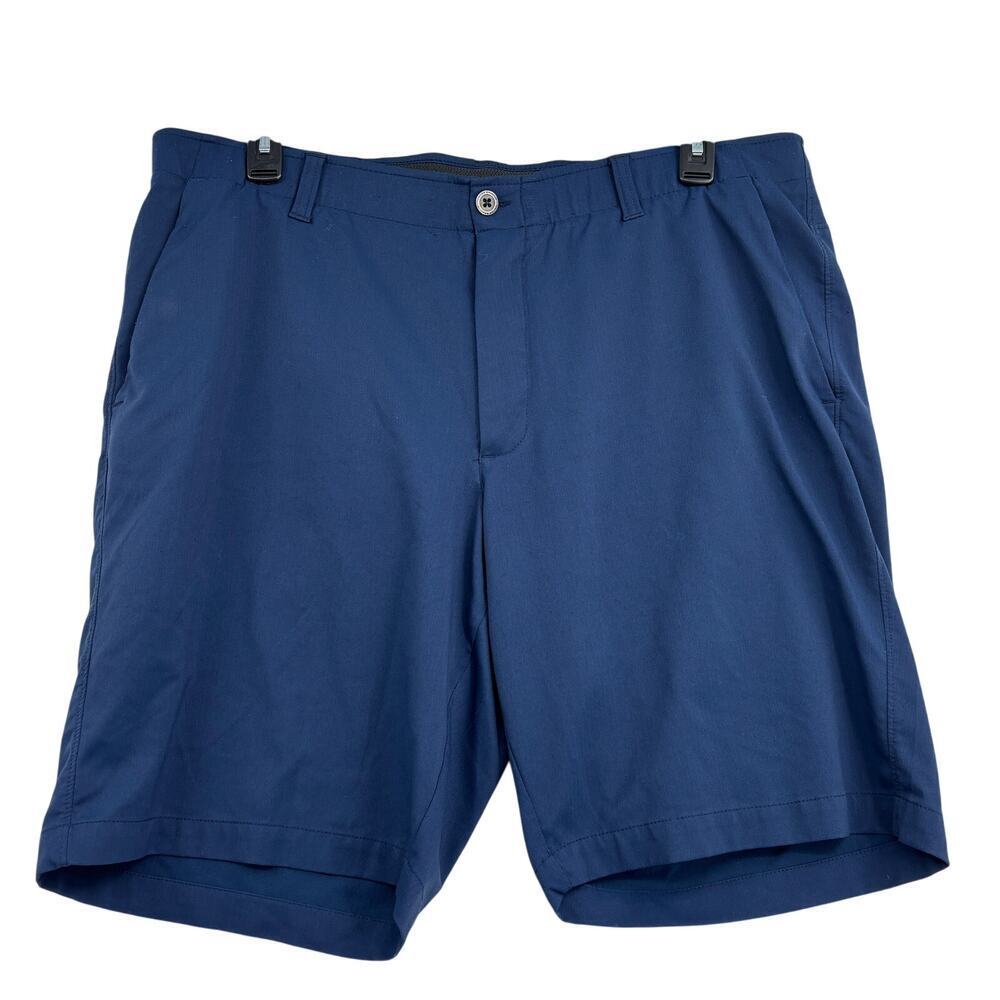 Under Armour Shorts Mens Size 42 Blue Flat Front HeatGear Pockets Performance
